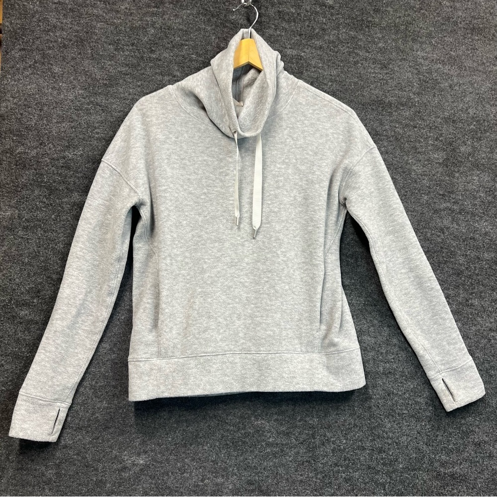 Lululemon Go Forward Pullover Fleece Cowl Neck Heathered Core Light Grey Size 4